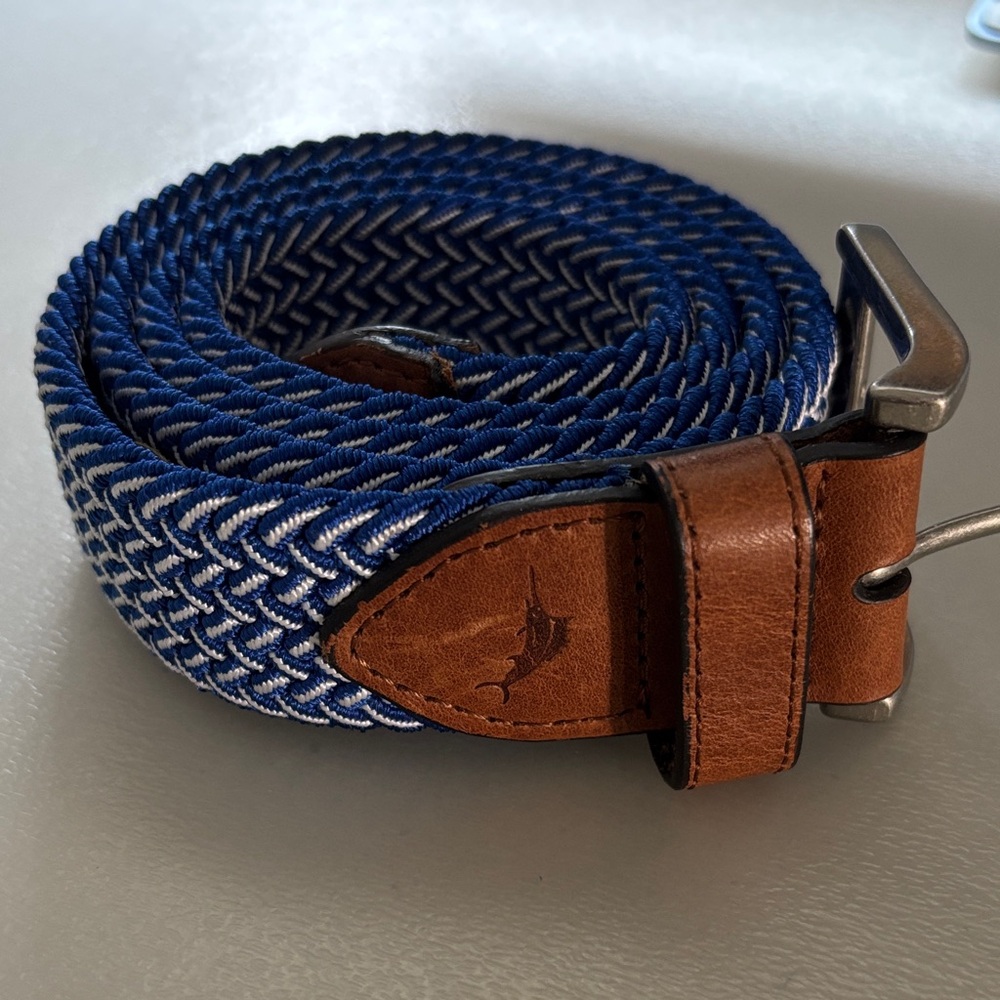 Tommy Bahama Men's  Stretch Blue/White Woven  Belt